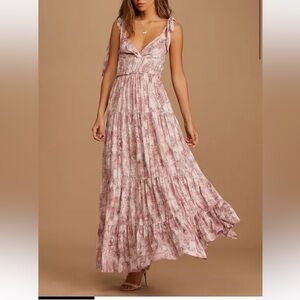 Lulu's Blush Floral Maxi Dress